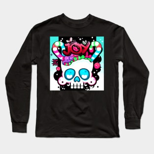 Kawaii Skull Candy Cane - Christmas Graphic Graffiti Art - Holiday Gift - Joy Long Sleeve T-Shirt